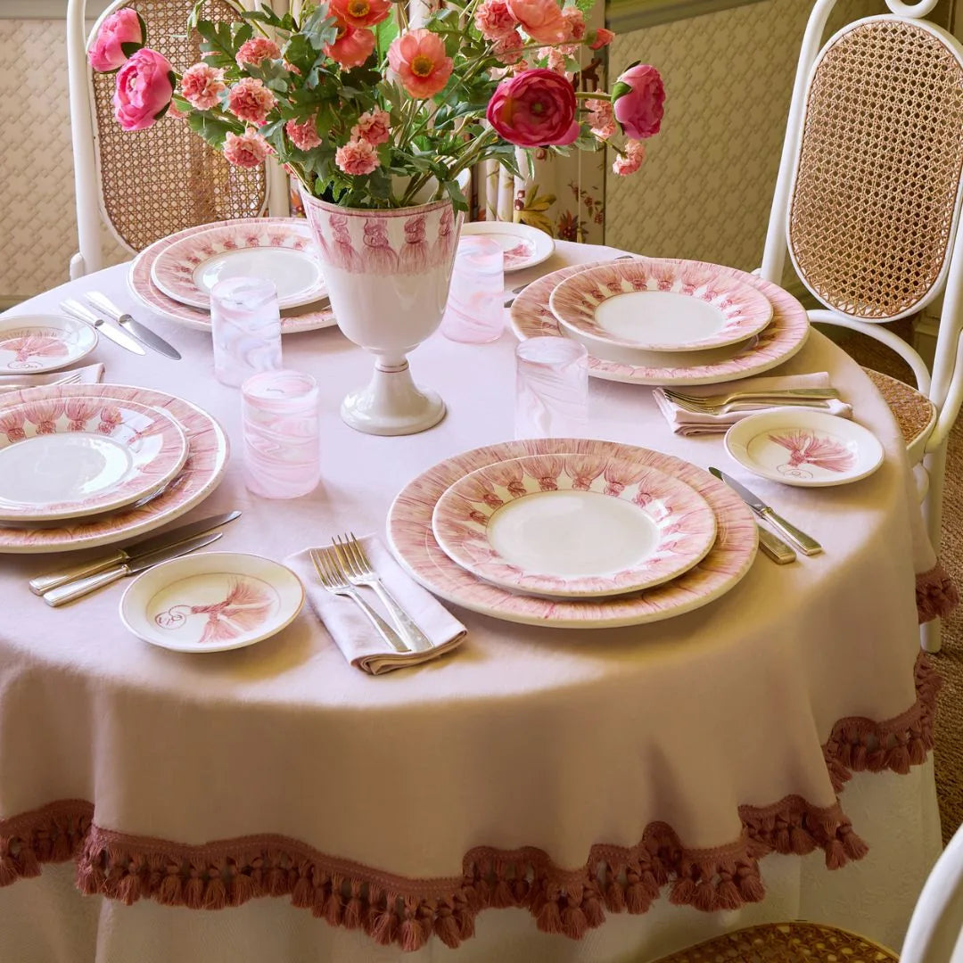 Powder Pink Tassel Charger Plate
