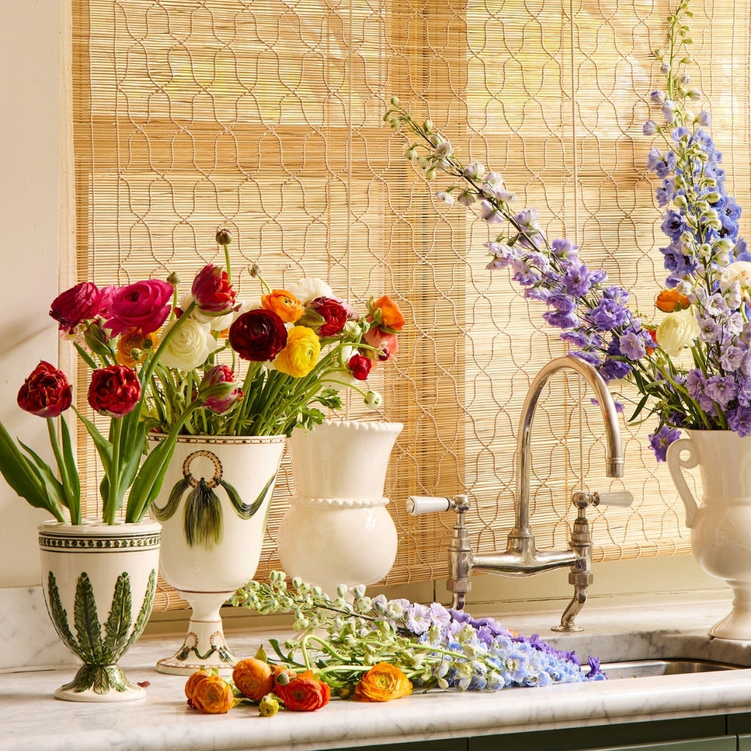 Cream Beaded Vase