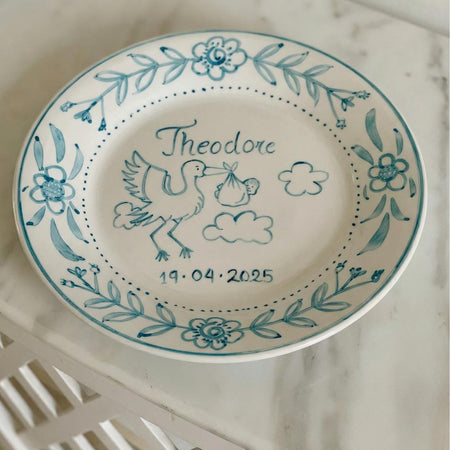 Personalised Teal Birth Plate