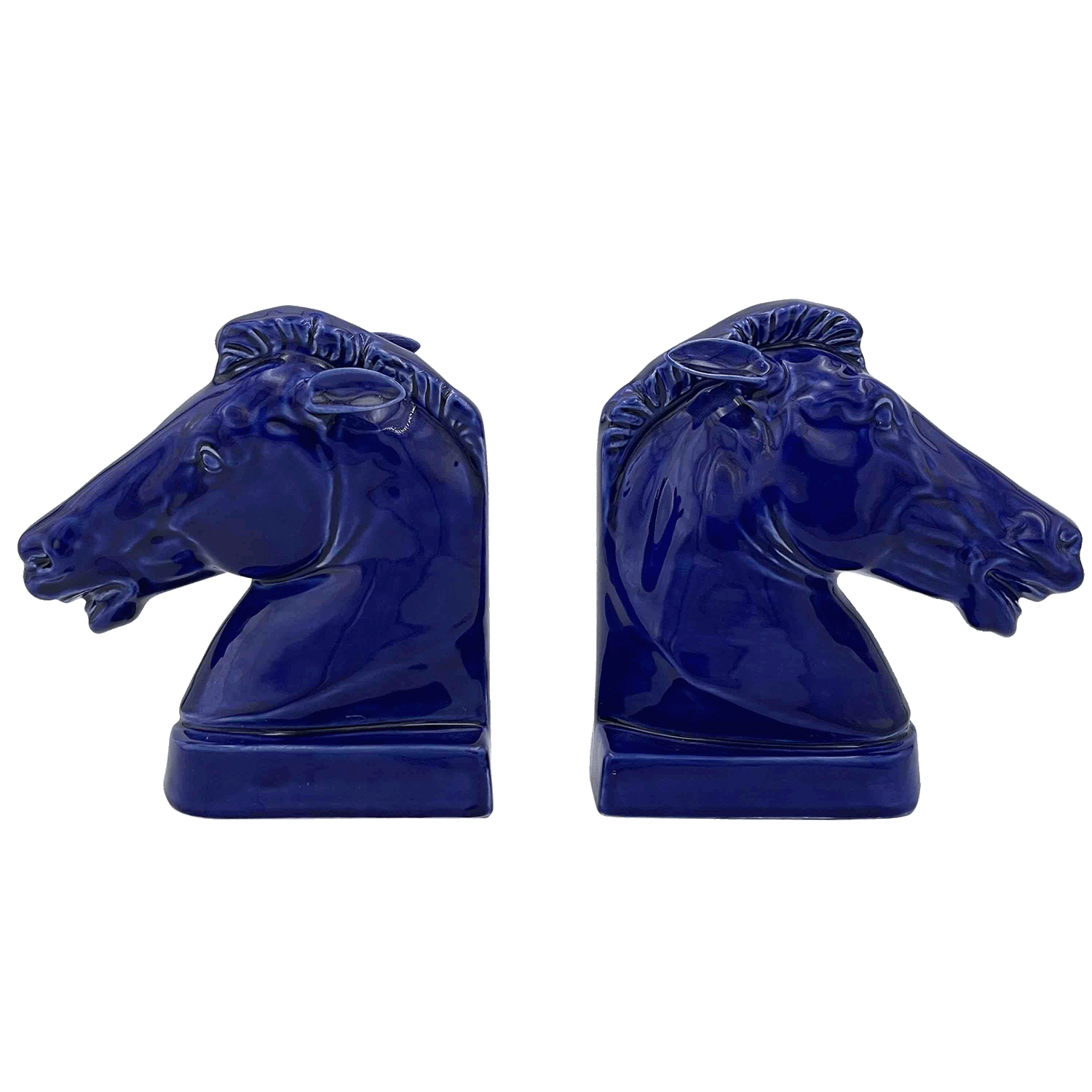 Pair of Blue Horse Bookends