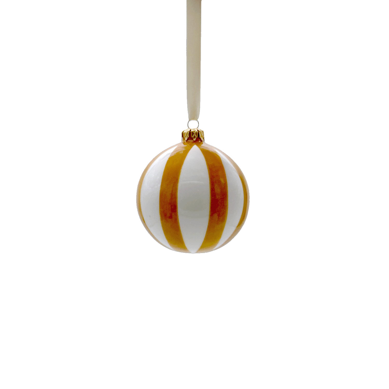 Yellow Stripes Christmas Baubles (Set of 3)