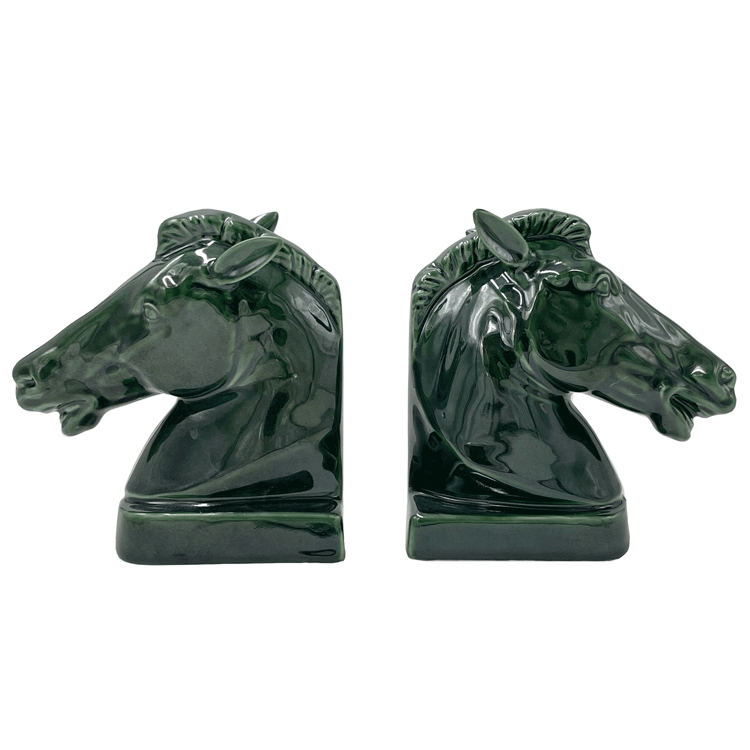 Pair of Emerald Green Horse Bookends