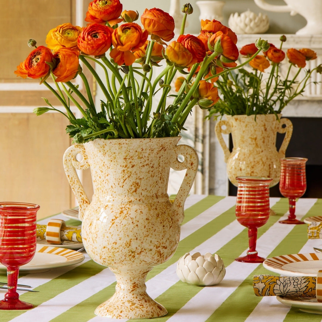 Handblown Ruby Spiral Water Glasses (Set of 4)