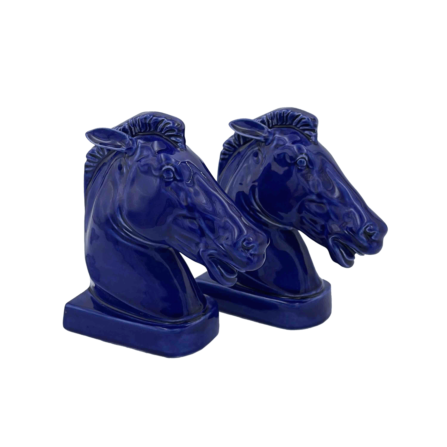 Pair of Blue Horse Bookends