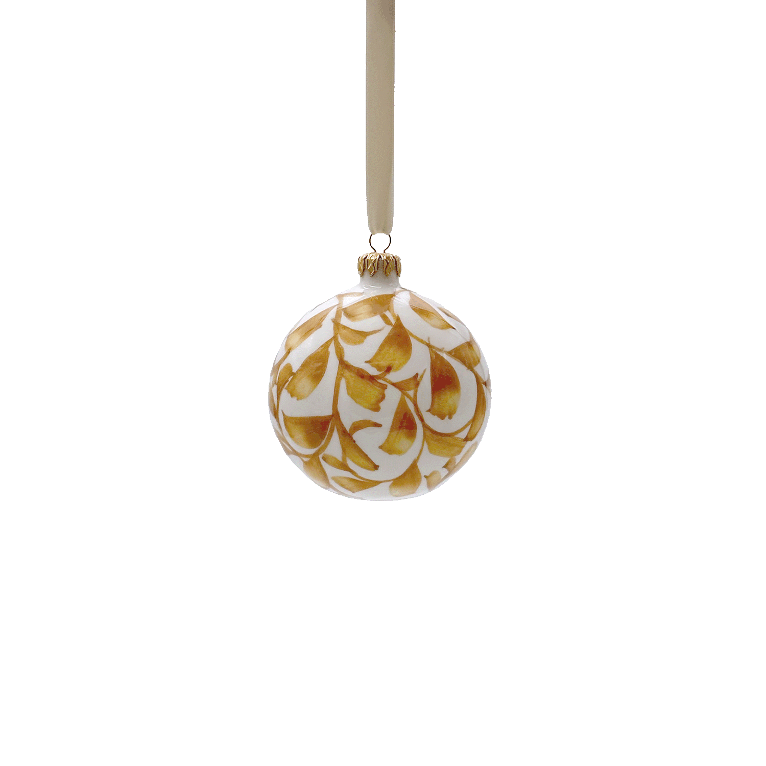 Yellow Scroll Christmas Baubles (Set of 3)