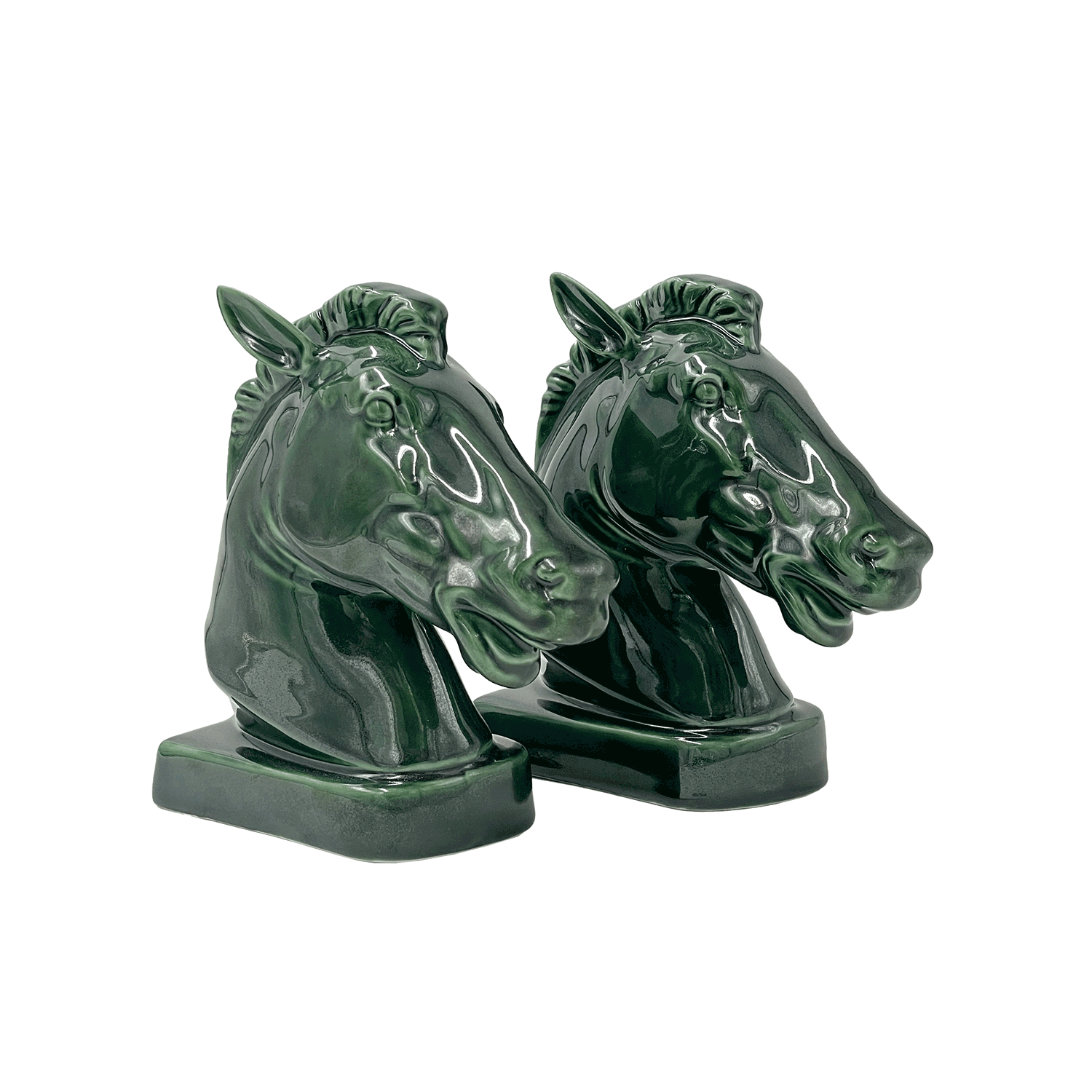 Pair of Emerald Green Horse Bookends