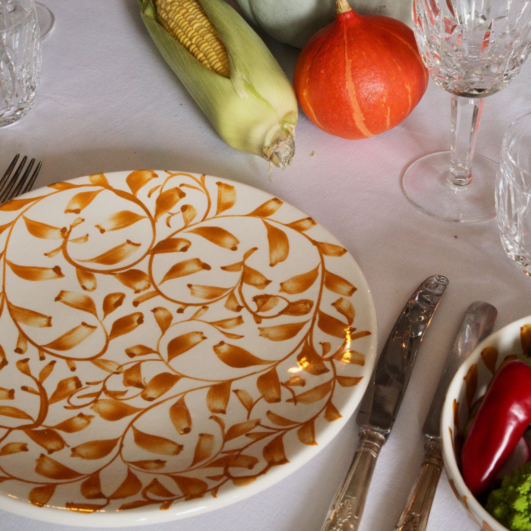 Yellow Scroll Dinner Plate
