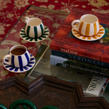 Yellow Stripes Coffee Cup & Saucer