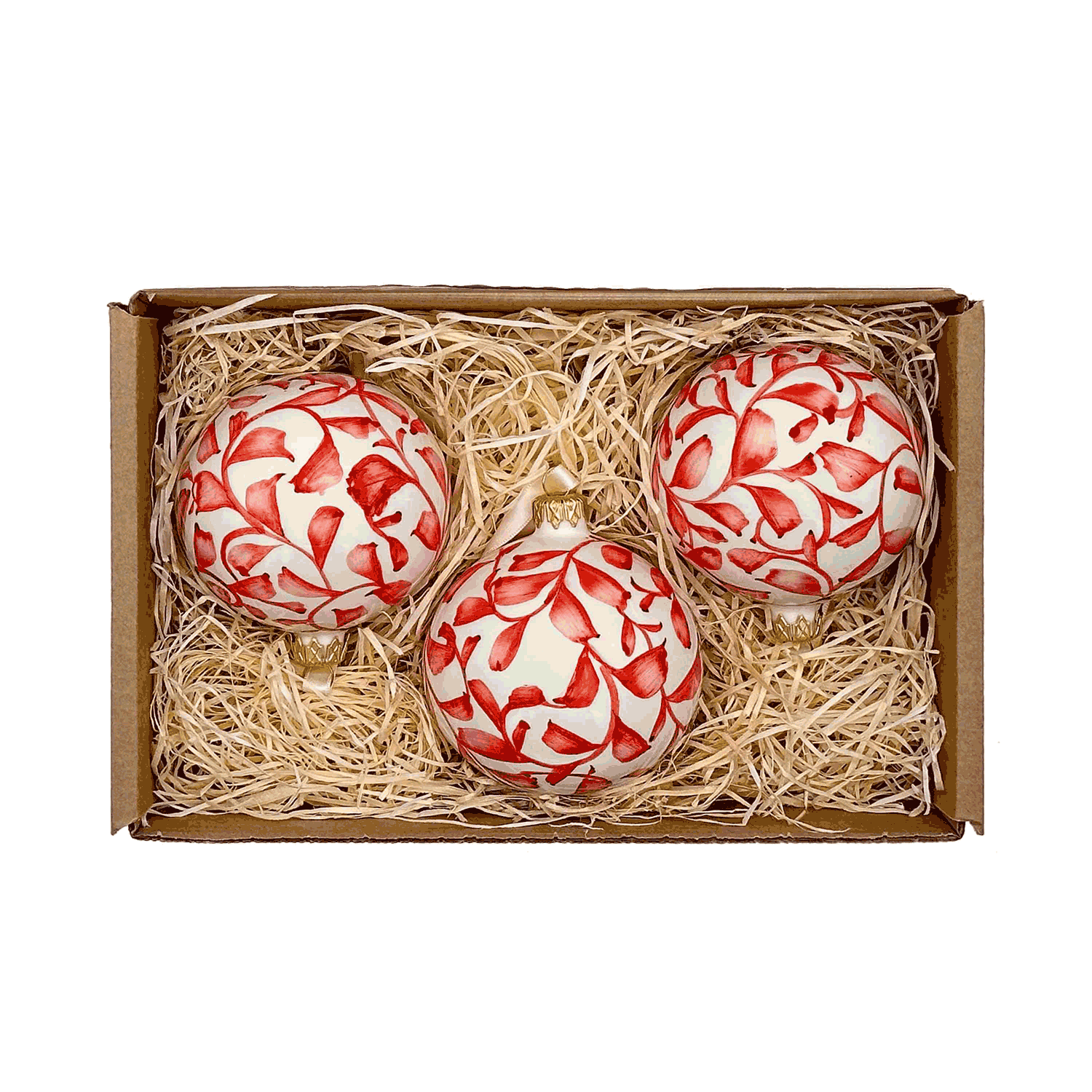 Red Scroll Christmas Baubles (Set of 3)