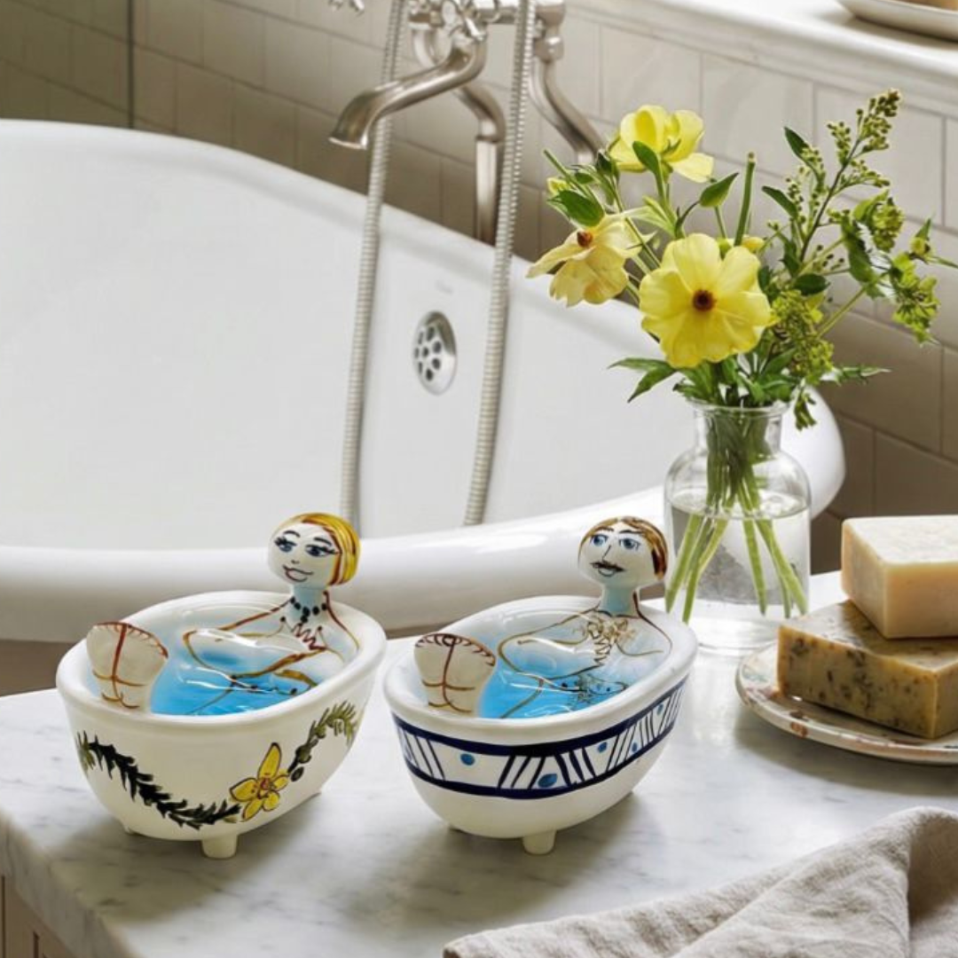 Pair of Michelangelo & Bianca Bath Soap Dishes