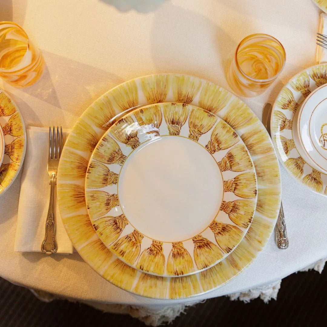 Sunflower Yellow Tassel Dessert Plate