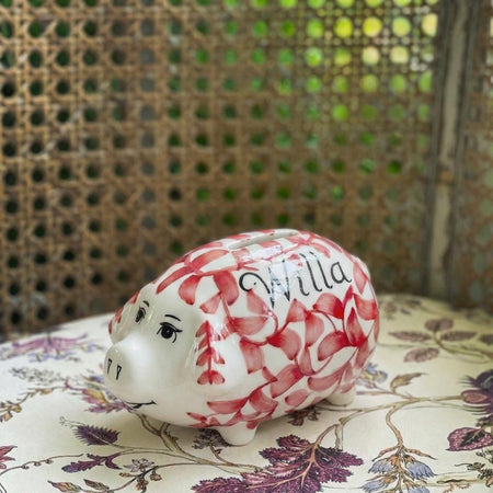 Personalised Red Piggy Bank