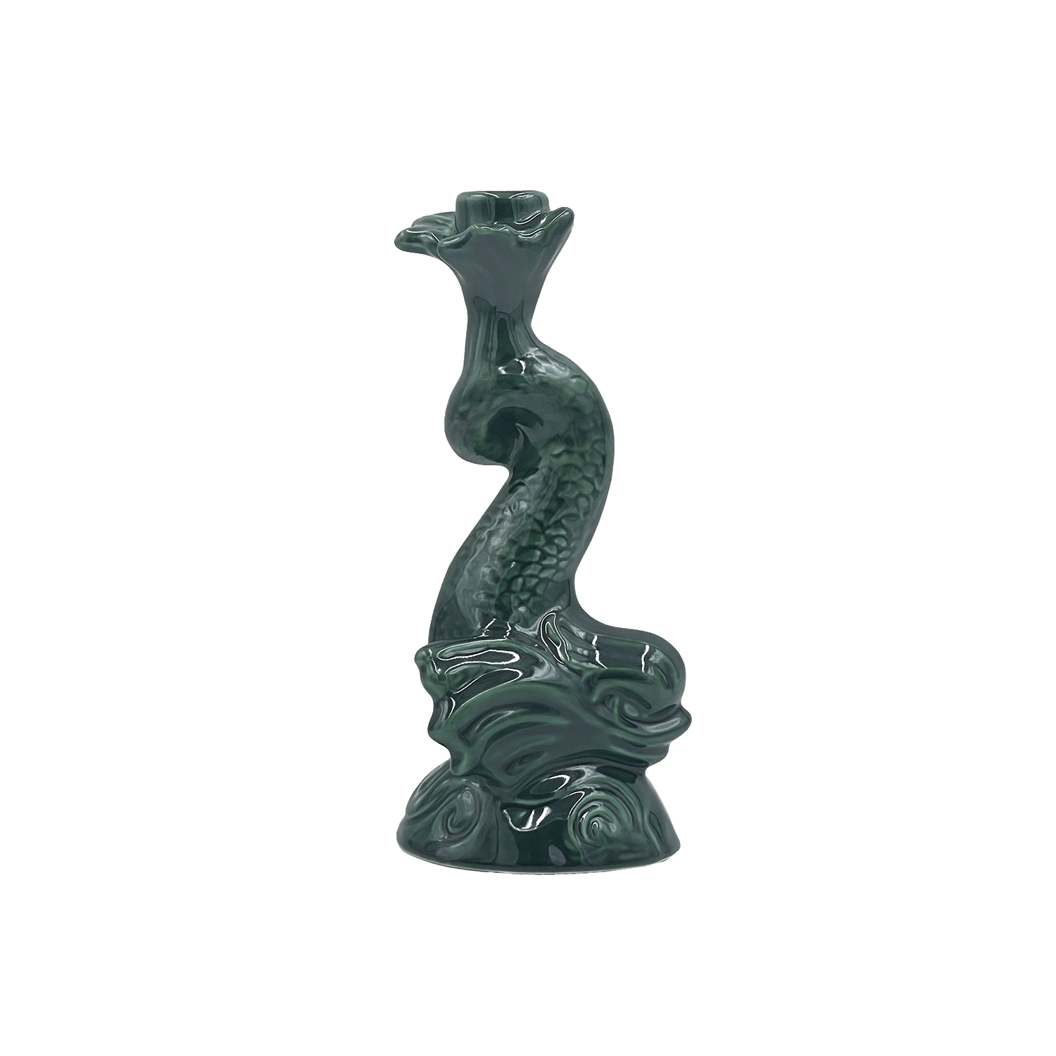 Emerald Green Dolphin Candlestick