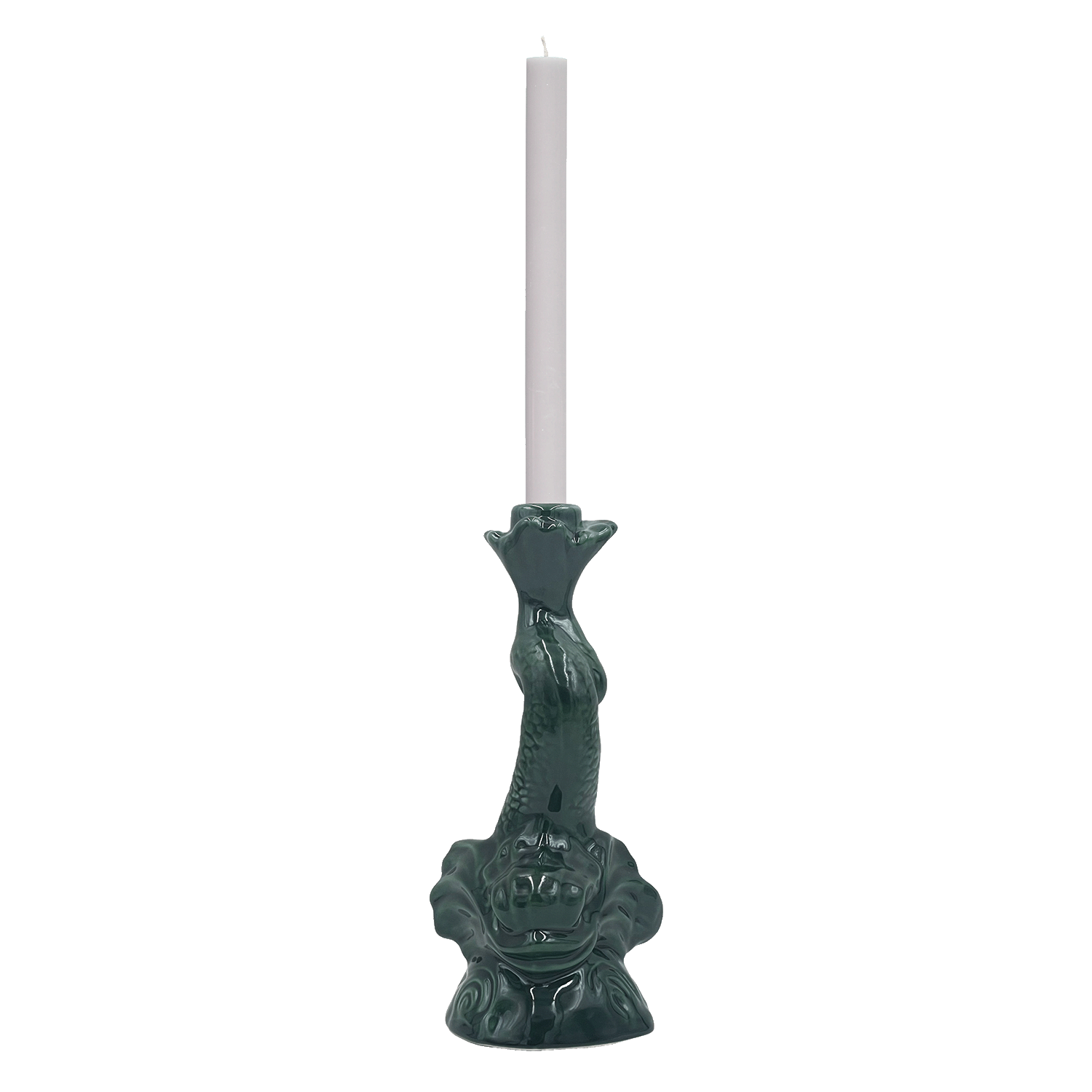 Emerald Green Dolphin Candlestick