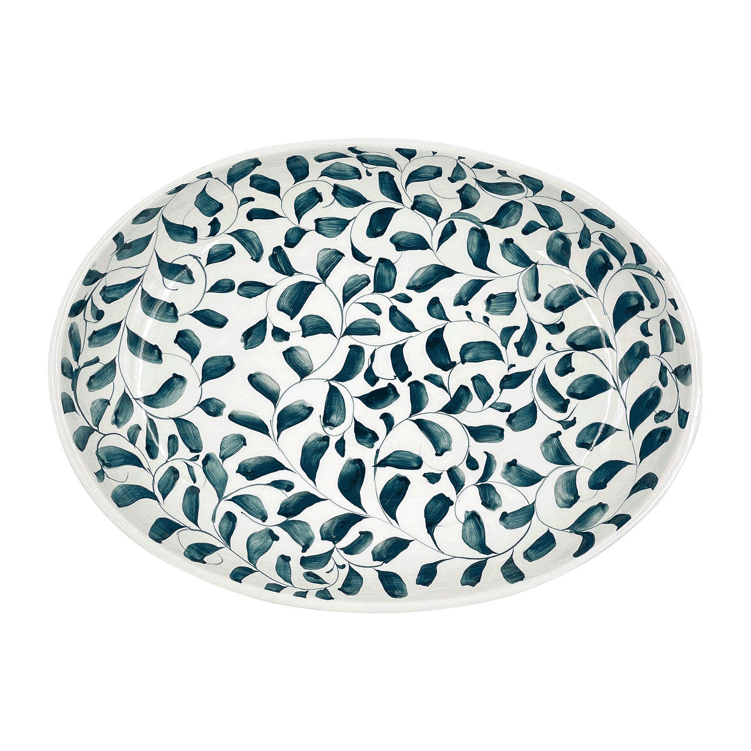 Small Green Scroll Oval Platter