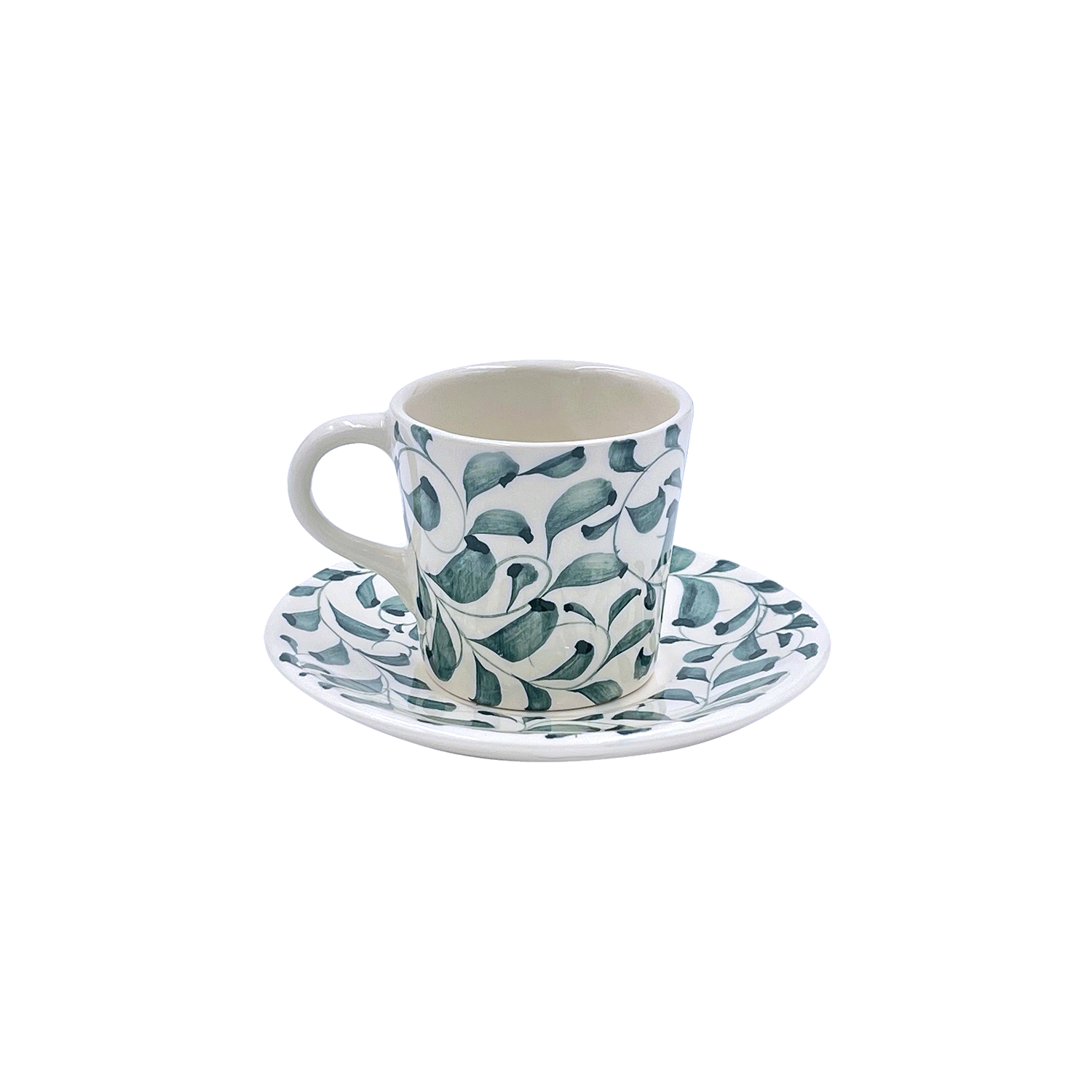 Green Scroll Espresso Cup & Saucer