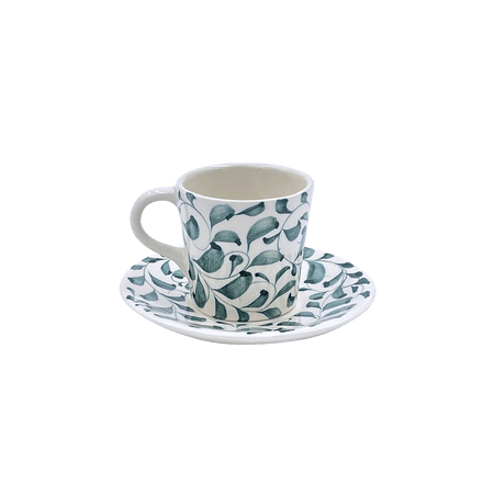 Green Scroll Espresso Cup & Saucer