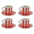 Red Stripes Espresso Cup & Saucers (Set of 4)