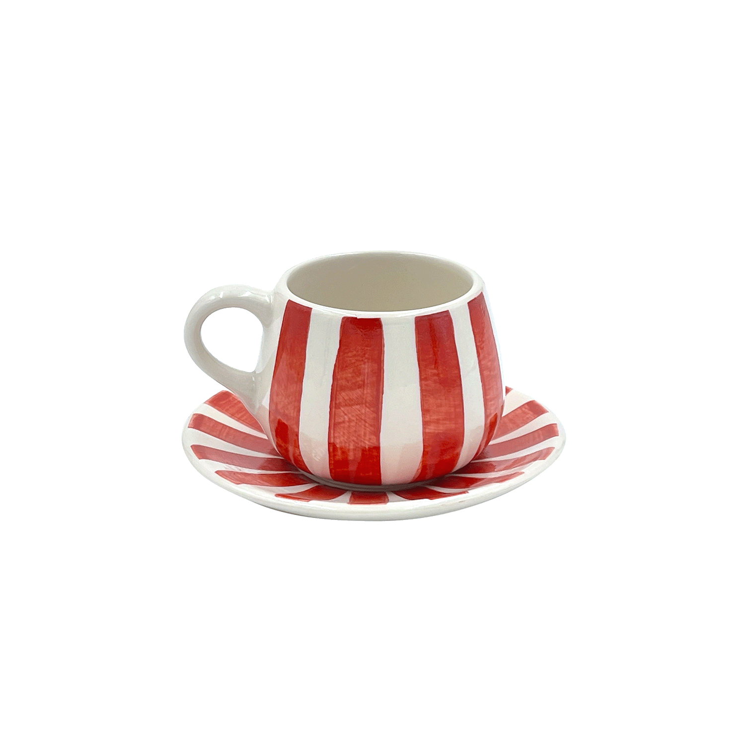 Red Stripes Coffee Cup & Saucer