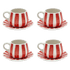 Red Stripes Coffee Cup & Saucers (Set of 4)