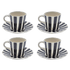 Black Stripes Espresso Cup & Saucers (Set of 4)