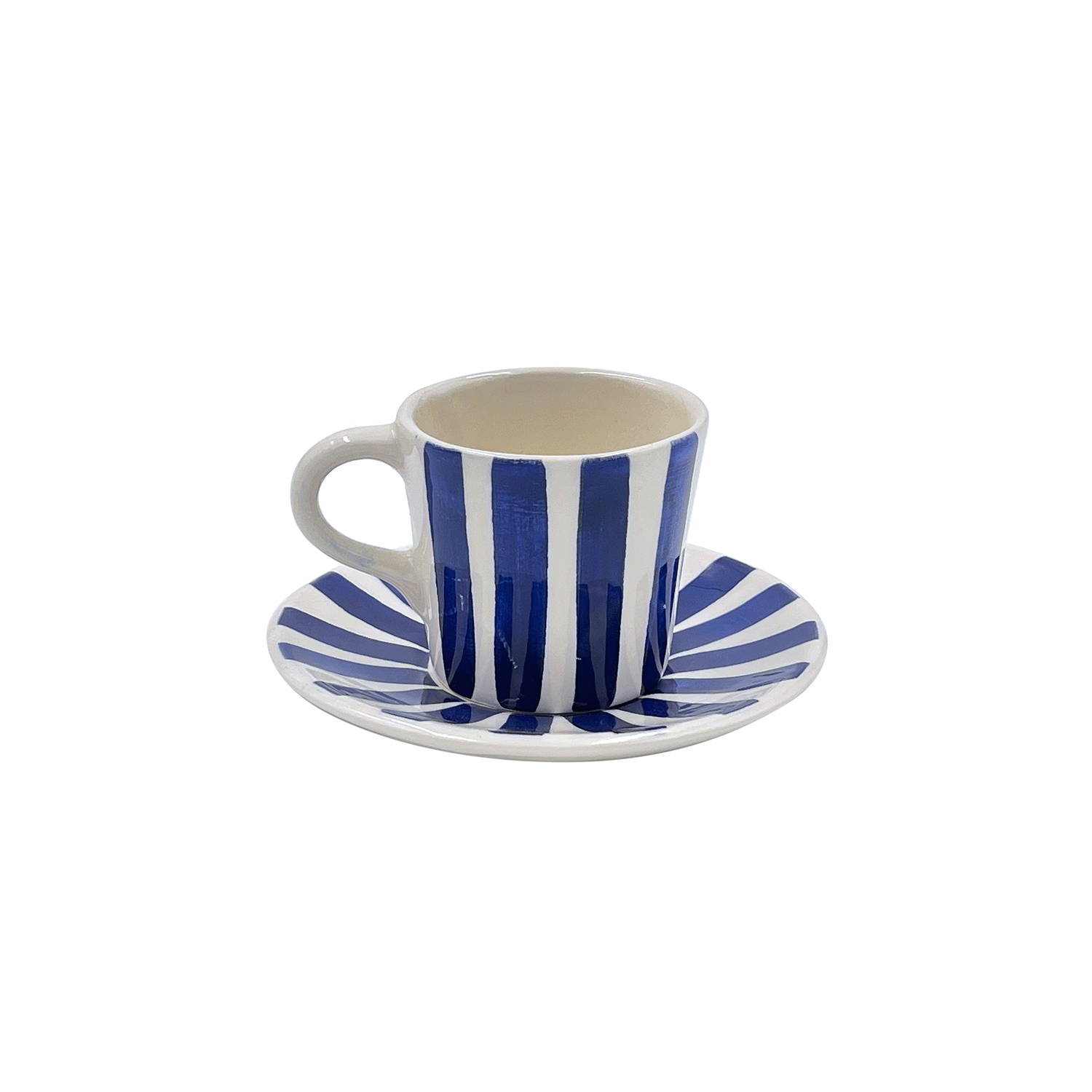 Navy Blue Stripes Espresso Cup & Saucer