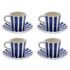 Navy Blue Stripes Espresso Cup & Saucers (Set of 4)