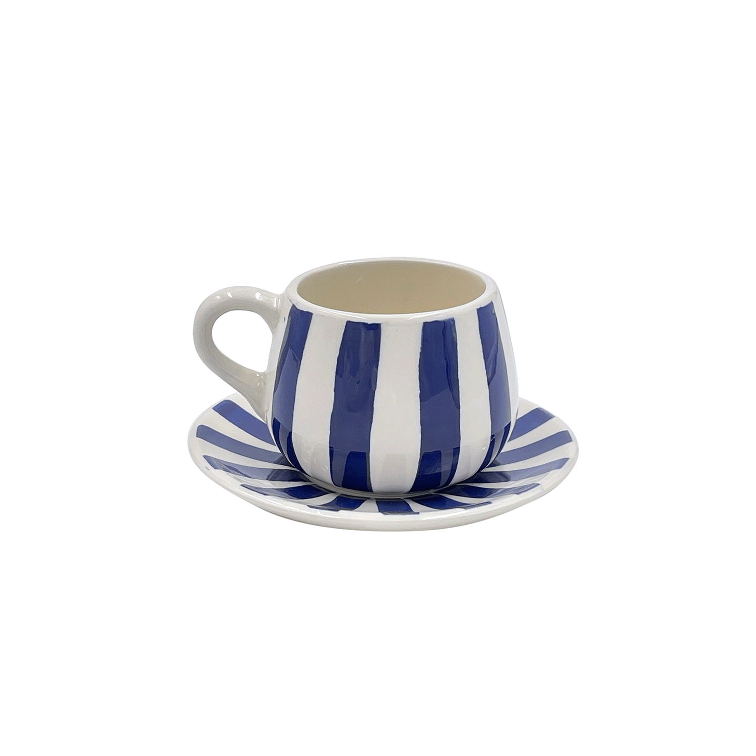 Navy Blue Stripes Coffee Cup & Saucer