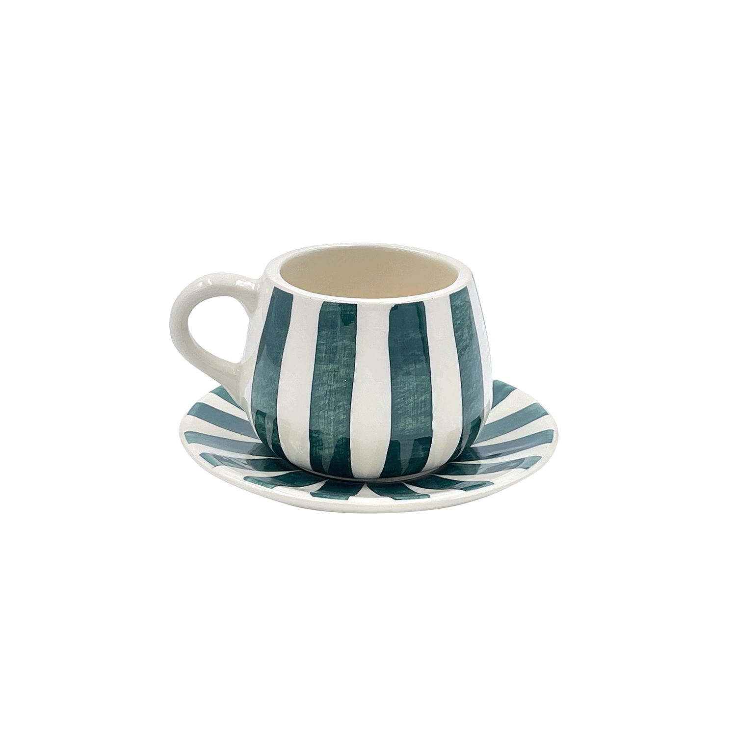 Green Stripes Coffee Cup & Saucer