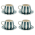 Green Stripes Coffee Cup & Saucers (Set of 4)