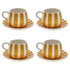 Yellow Stripes Coffee Cup & Saucers (Set of 4)