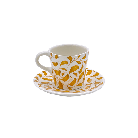 Yellow Scroll Espresso Cup & Saucer