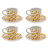 Yellow Scroll Espresso Cup & Saucers (Set of 4)