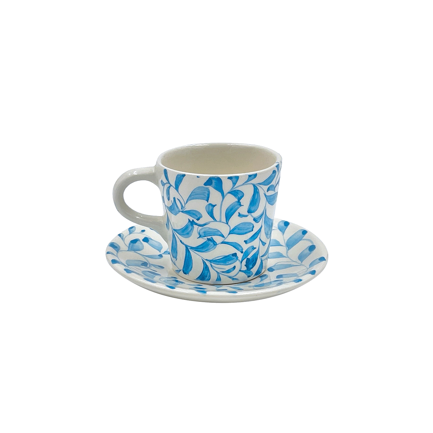 Light Blue Scroll Espresso Cup & Saucer