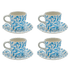 Light Blue Scroll Espresso Cup & Saucers (Set of 4)