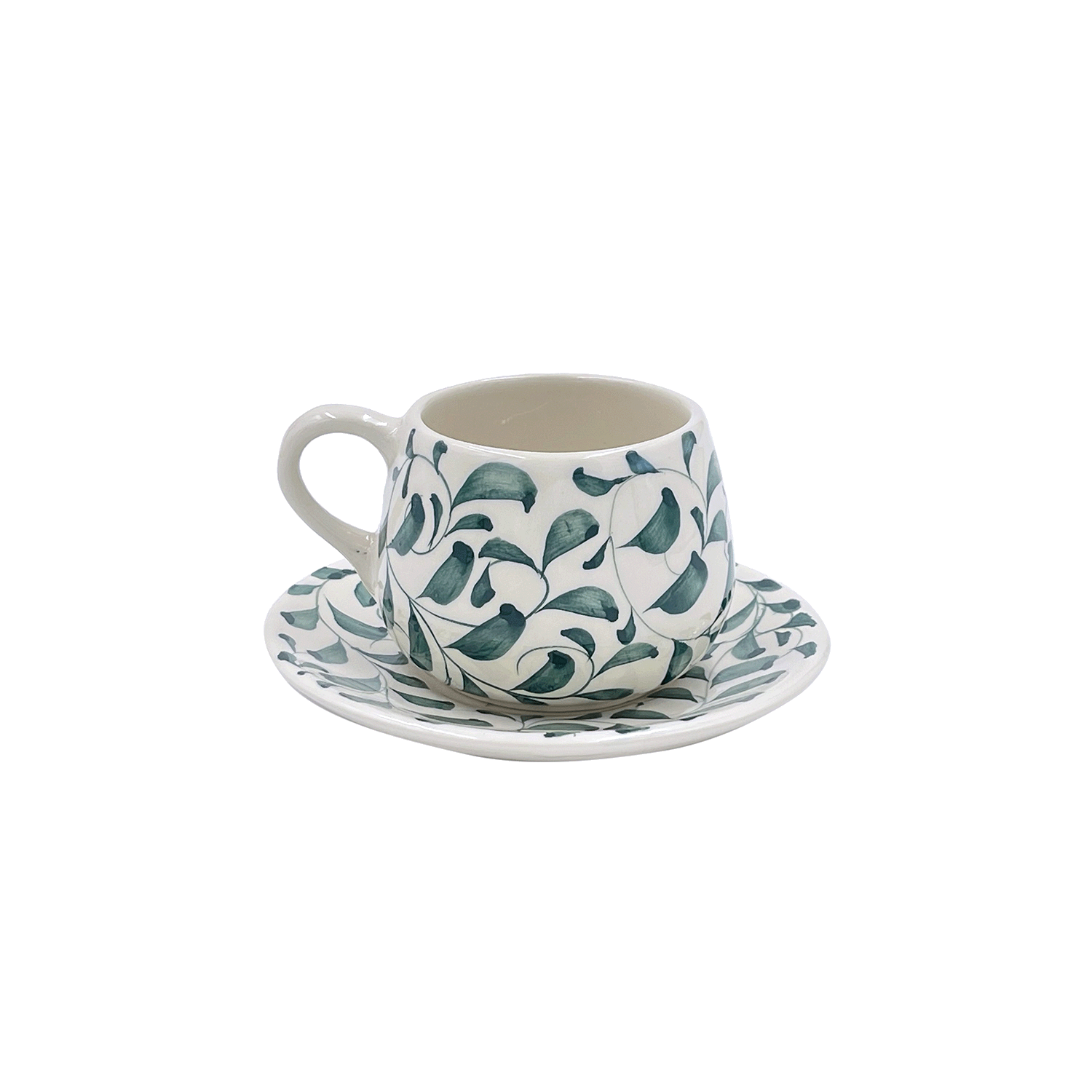 Green Scroll Coffee Cup & Saucer