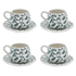 Green Scroll Coffee Cup & Saucers (Set of 4)