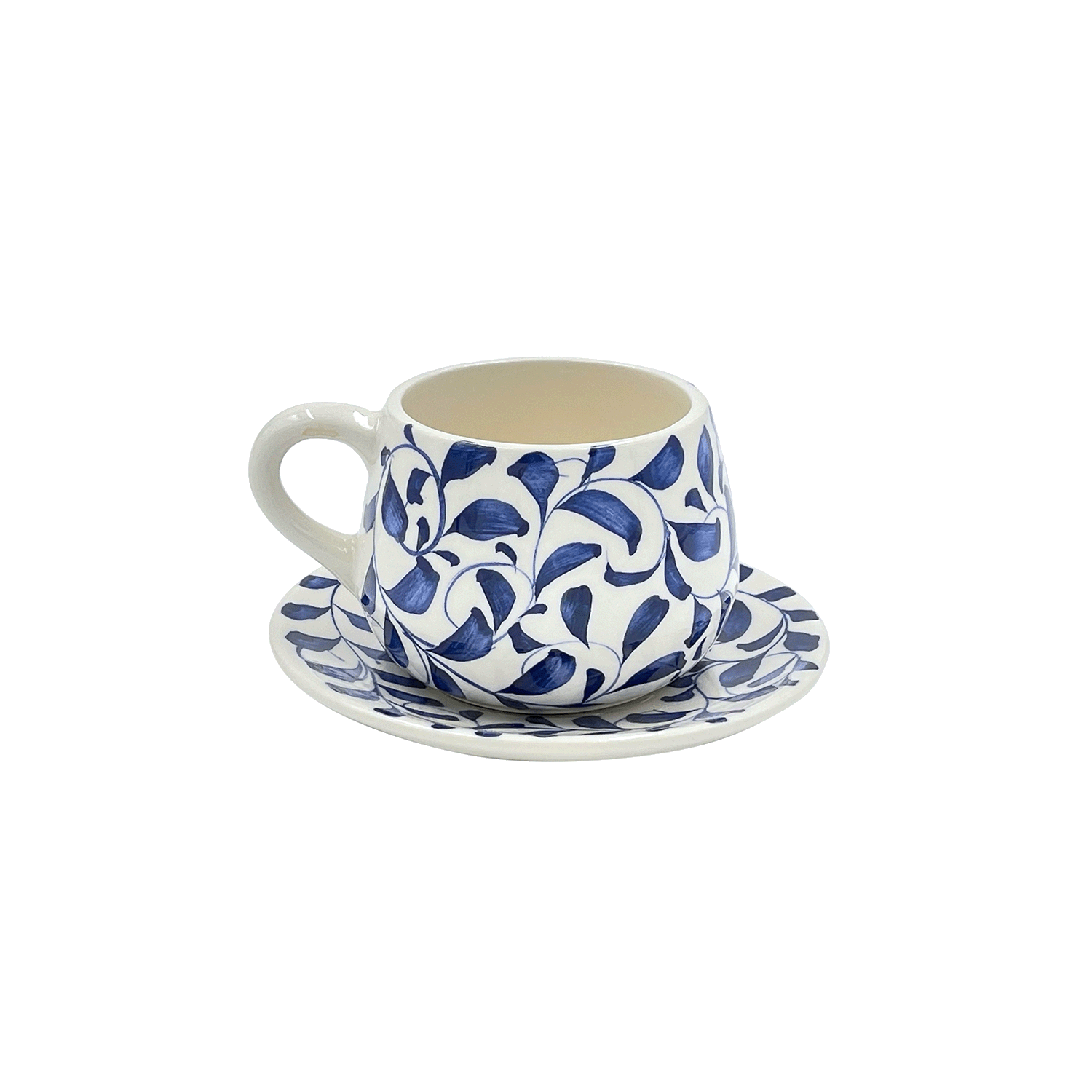 Navy Blue Scroll Coffee Cup & Saucer