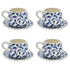 Navy Blue Scroll Coffee Cup & Saucer (Set of 4)