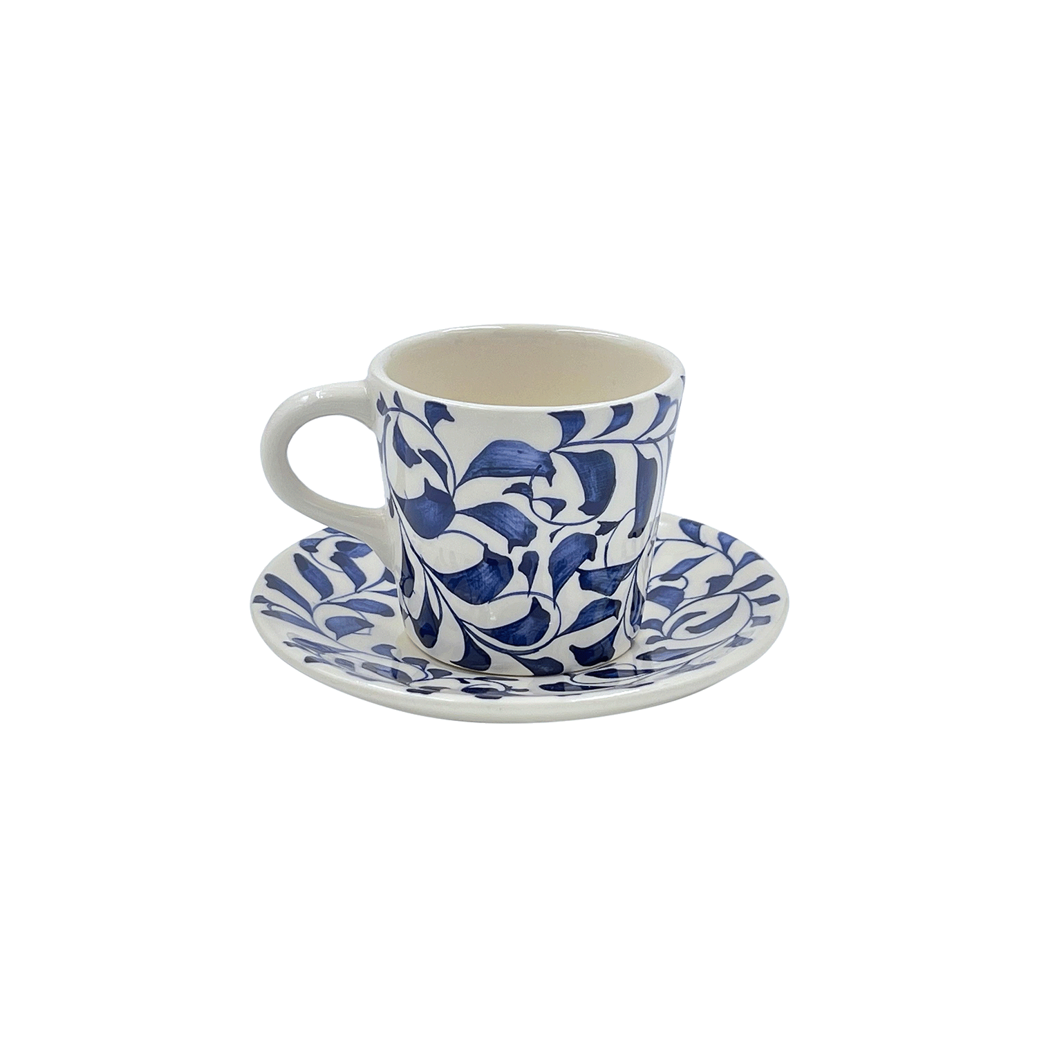 Navy Blue Scroll Espresso Cup & Saucer