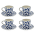 Navy Blue Scroll Espresso Cup & Saucers (Set of 4)