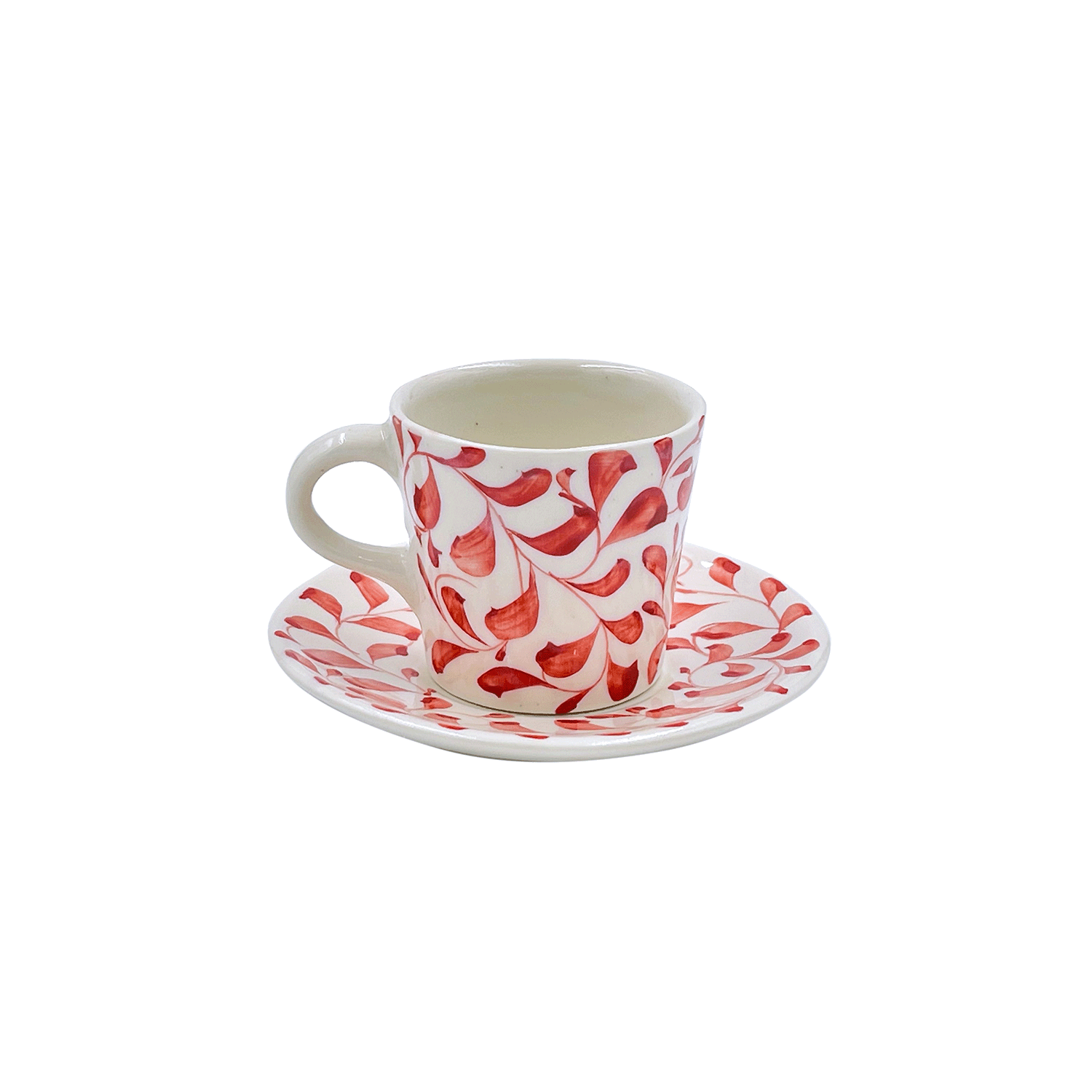 Red Scroll Espresso Cup & Saucer