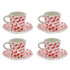 Red Scroll Espresso Cup & Saucers (Set of 4)