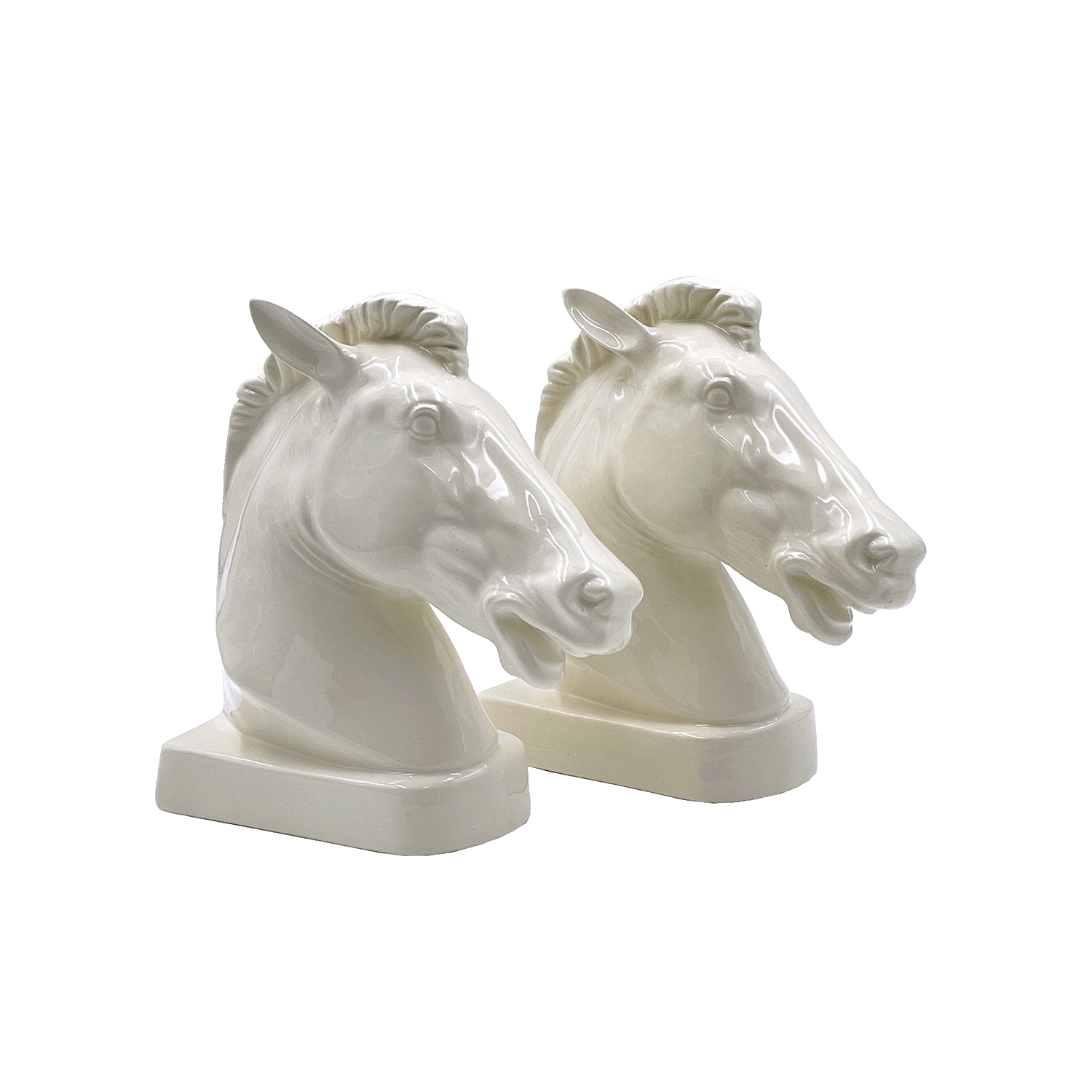 Pair of Cream Horse Bookends