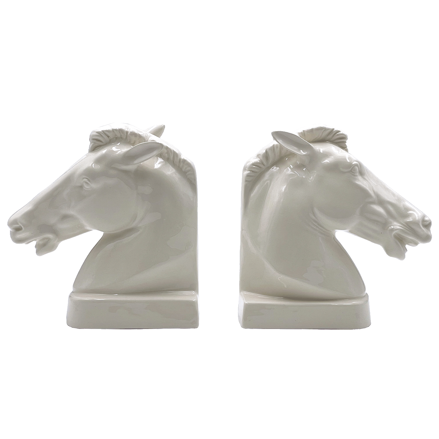 Pair of Cream Horse Bookends