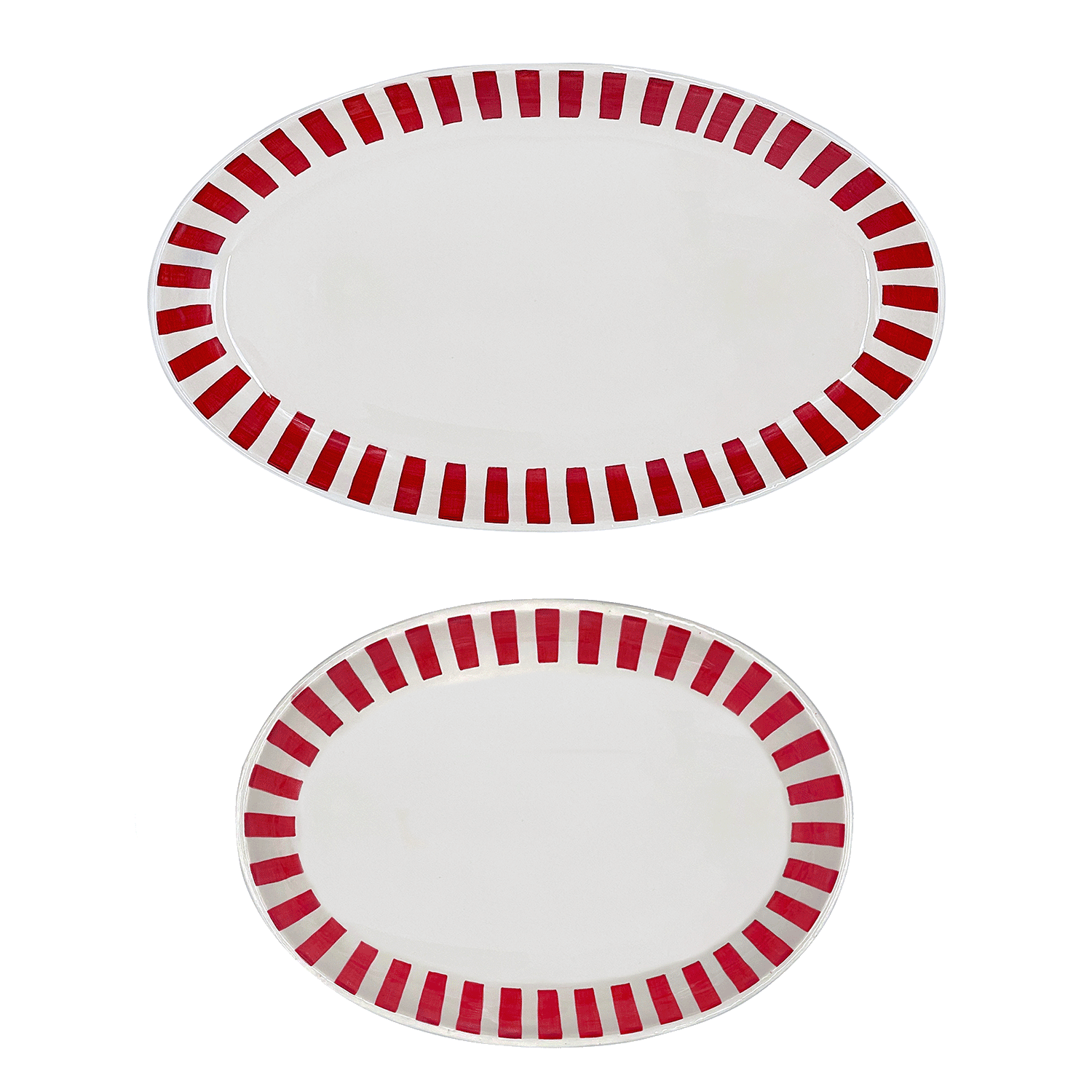 Red Stripes Serving Platters (Set of 2)