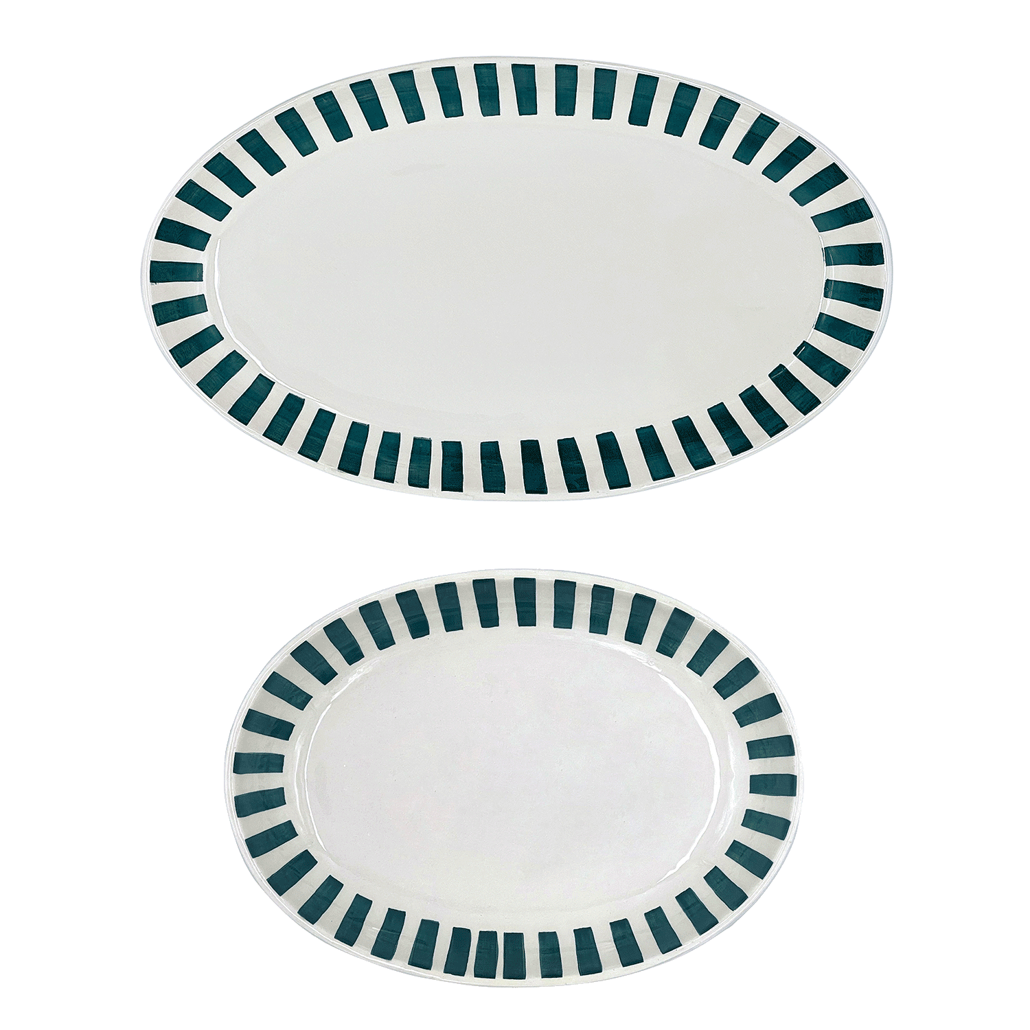 Green Stripes Serving Platters (Set of 2)