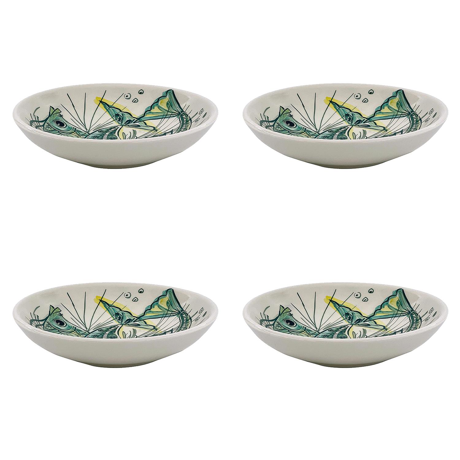 Green Aldo Fish Pasta Bowls (Set of 4)