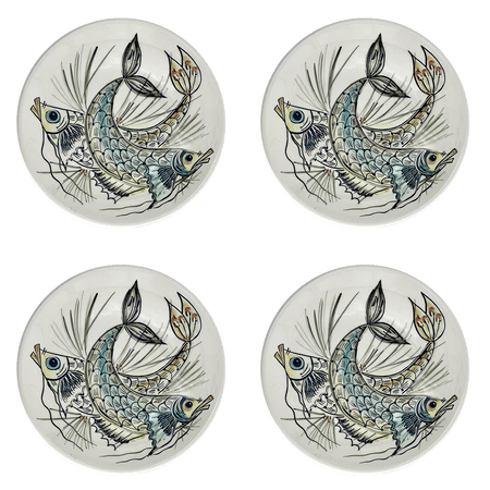 Blue Aldo Fish Dinner Plates (Set of 4)