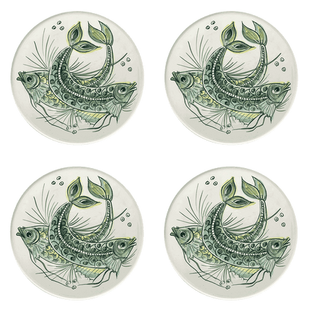 Green Aldo Fish Dinner Plates (Set of 4)